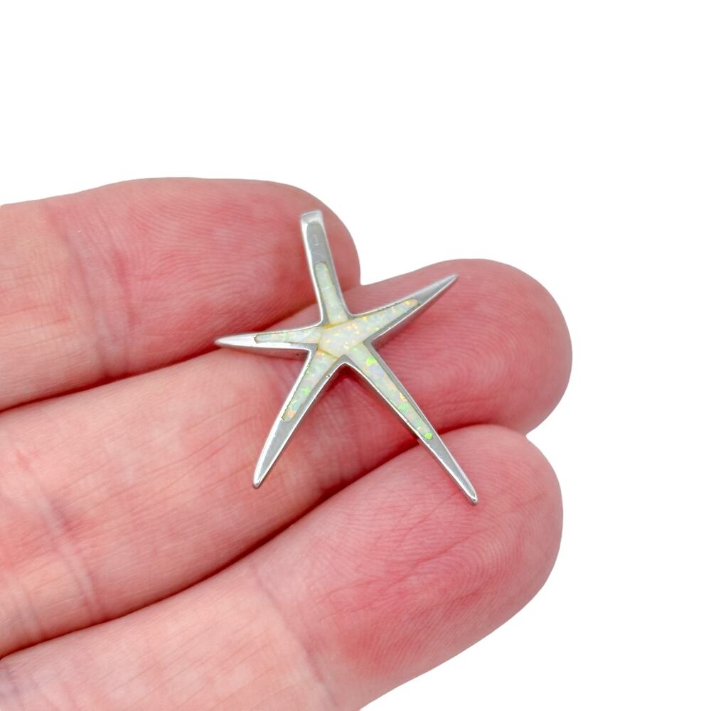 Vintage Sterling Silver 925 | Opal Inlay | Ocean Sea Star Fish Pendant